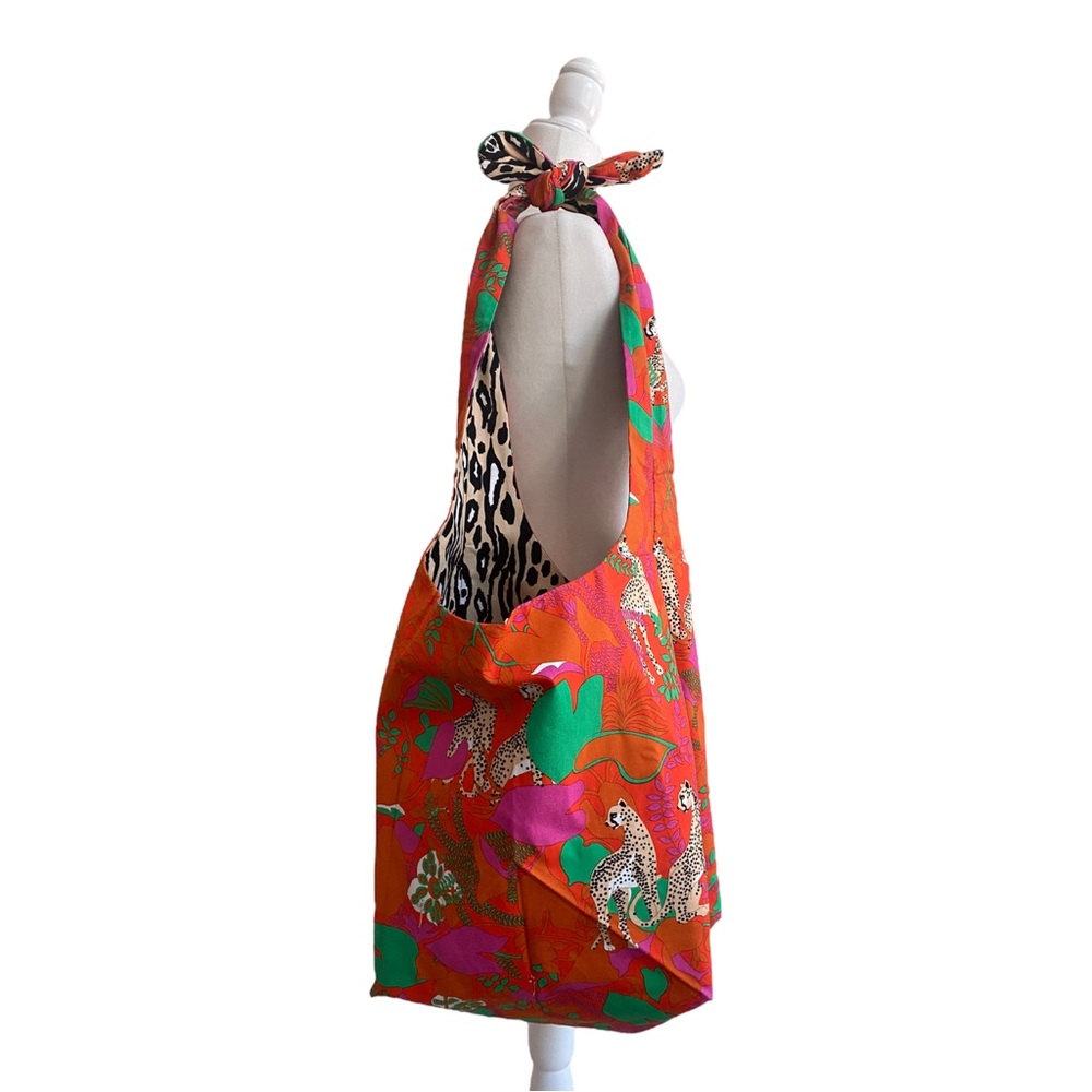 CAbi Sling Bag 5992 Orange Multicolor Leopard Animal Print Reversible - Picture 4 of 9